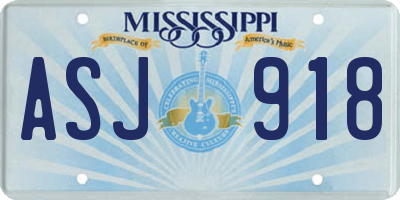 MS license plate ASJ918