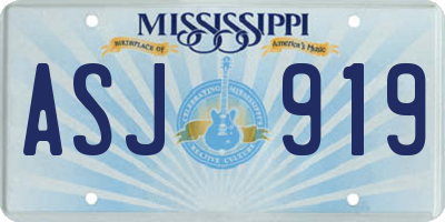MS license plate ASJ919