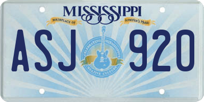 MS license plate ASJ920