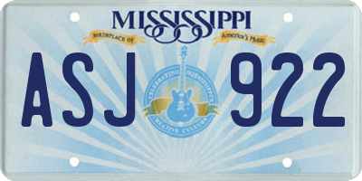 MS license plate ASJ922
