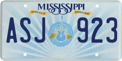 MS license plate ASJ923