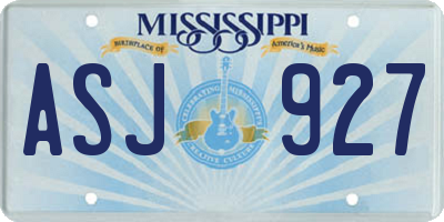 MS license plate ASJ927
