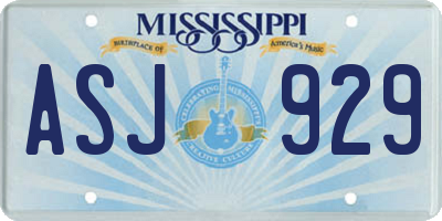MS license plate ASJ929