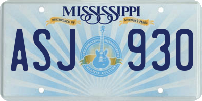 MS license plate ASJ930