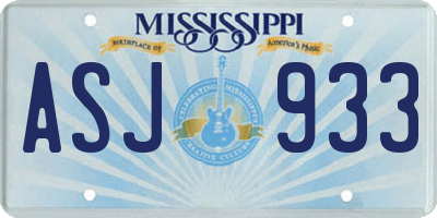 MS license plate ASJ933