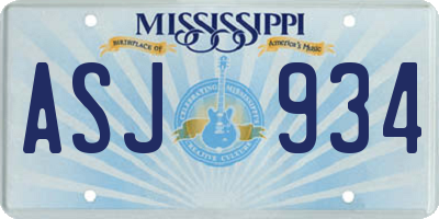 MS license plate ASJ934