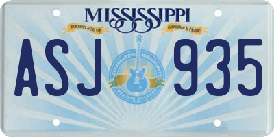 MS license plate ASJ935