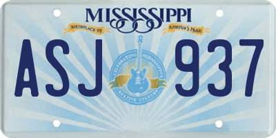 MS license plate ASJ937