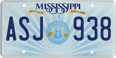 MS license plate ASJ938