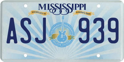MS license plate ASJ939
