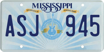 MS license plate ASJ945