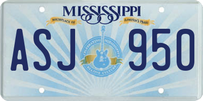MS license plate ASJ950