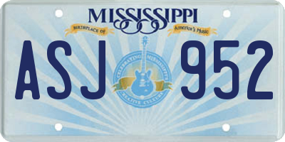 MS license plate ASJ952