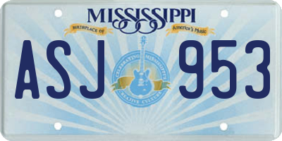 MS license plate ASJ953