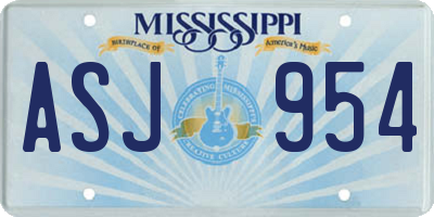 MS license plate ASJ954