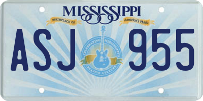 MS license plate ASJ955