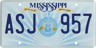 MS license plate ASJ957