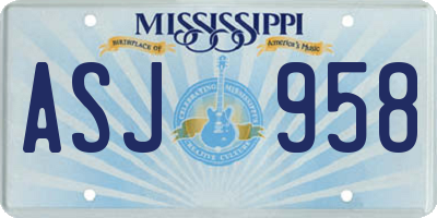 MS license plate ASJ958