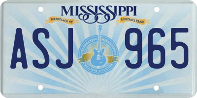 MS license plate ASJ965