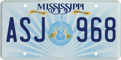 MS license plate ASJ968