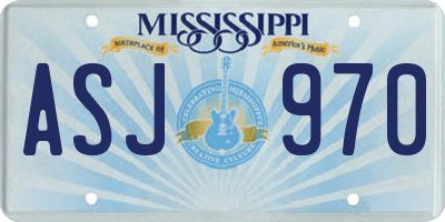 MS license plate ASJ970