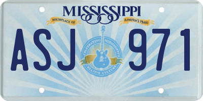 MS license plate ASJ971