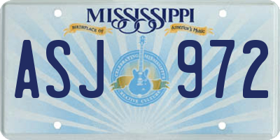 MS license plate ASJ972