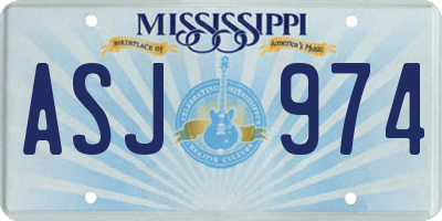 MS license plate ASJ974