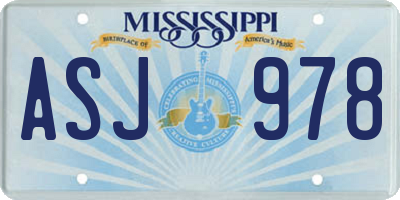 MS license plate ASJ978