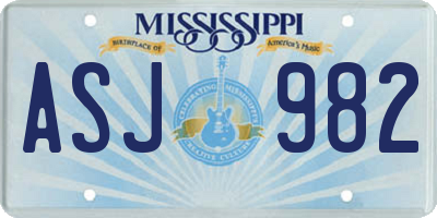 MS license plate ASJ982