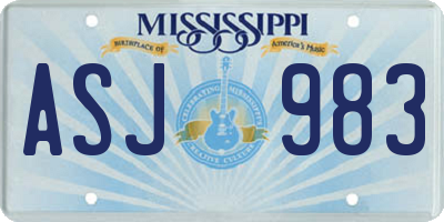 MS license plate ASJ983