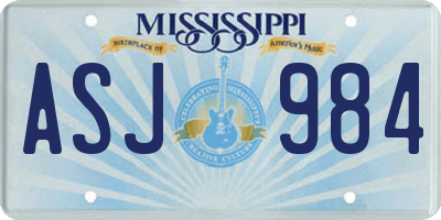 MS license plate ASJ984