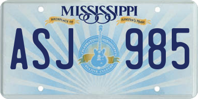 MS license plate ASJ985