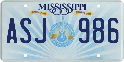 MS license plate ASJ986