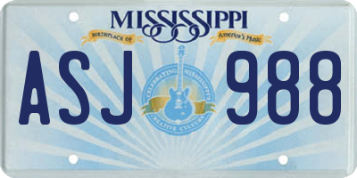 MS license plate ASJ988