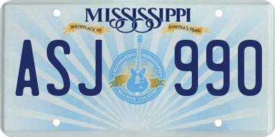 MS license plate ASJ990