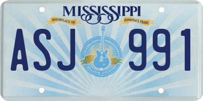 MS license plate ASJ991