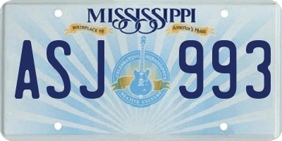MS license plate ASJ993