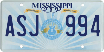 MS license plate ASJ994
