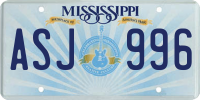 MS license plate ASJ996
