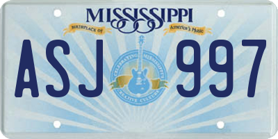 MS license plate ASJ997
