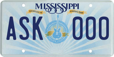 MS license plate ASK000