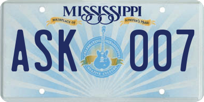 MS license plate ASK007