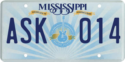 MS license plate ASK014