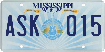 MS license plate ASK015
