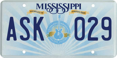 MS license plate ASK029