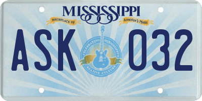 MS license plate ASK032