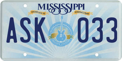 MS license plate ASK033