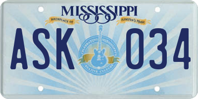 MS license plate ASK034