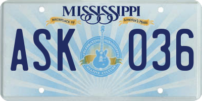 MS license plate ASK036